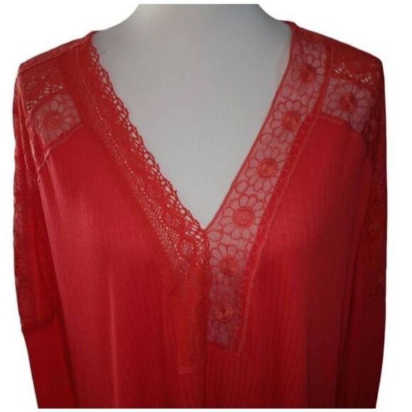 FREE PEOPLE LOLA LACE TRIM CORAL TOP SZ.M EUC. - Picture 4 of 11